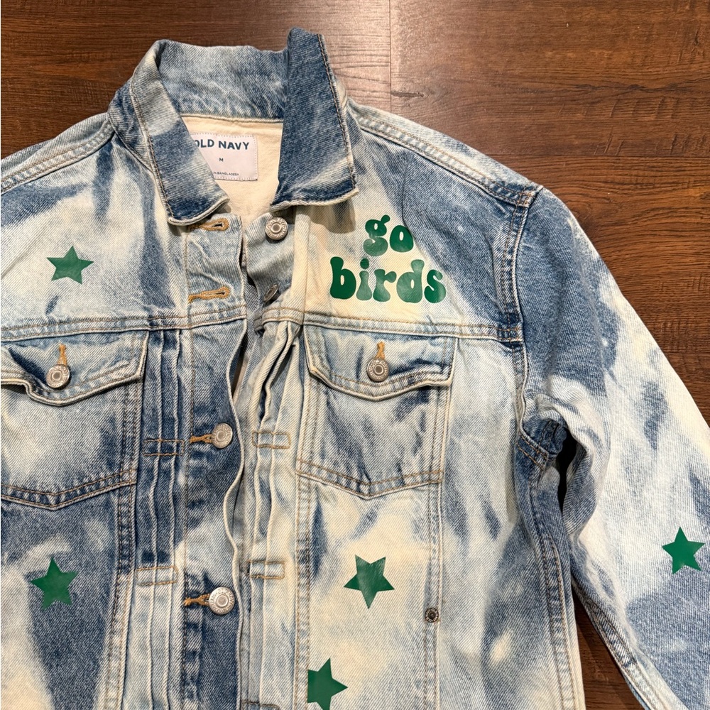 NFL PHILADELPHIA EAGLES FOOTBALL acid wash denim Jacket MEDIUM - Picture 2 of 4